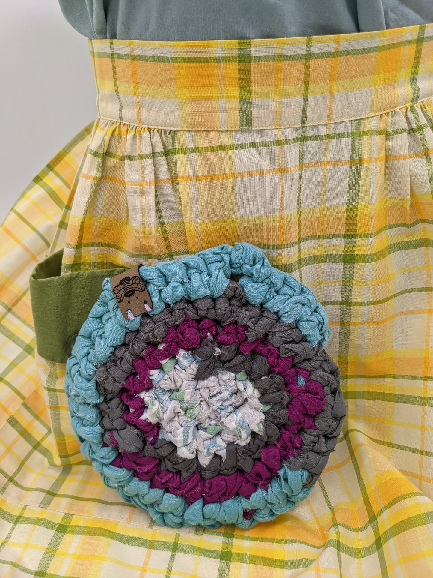 Hand Crocheted Pastel Heart Trivet