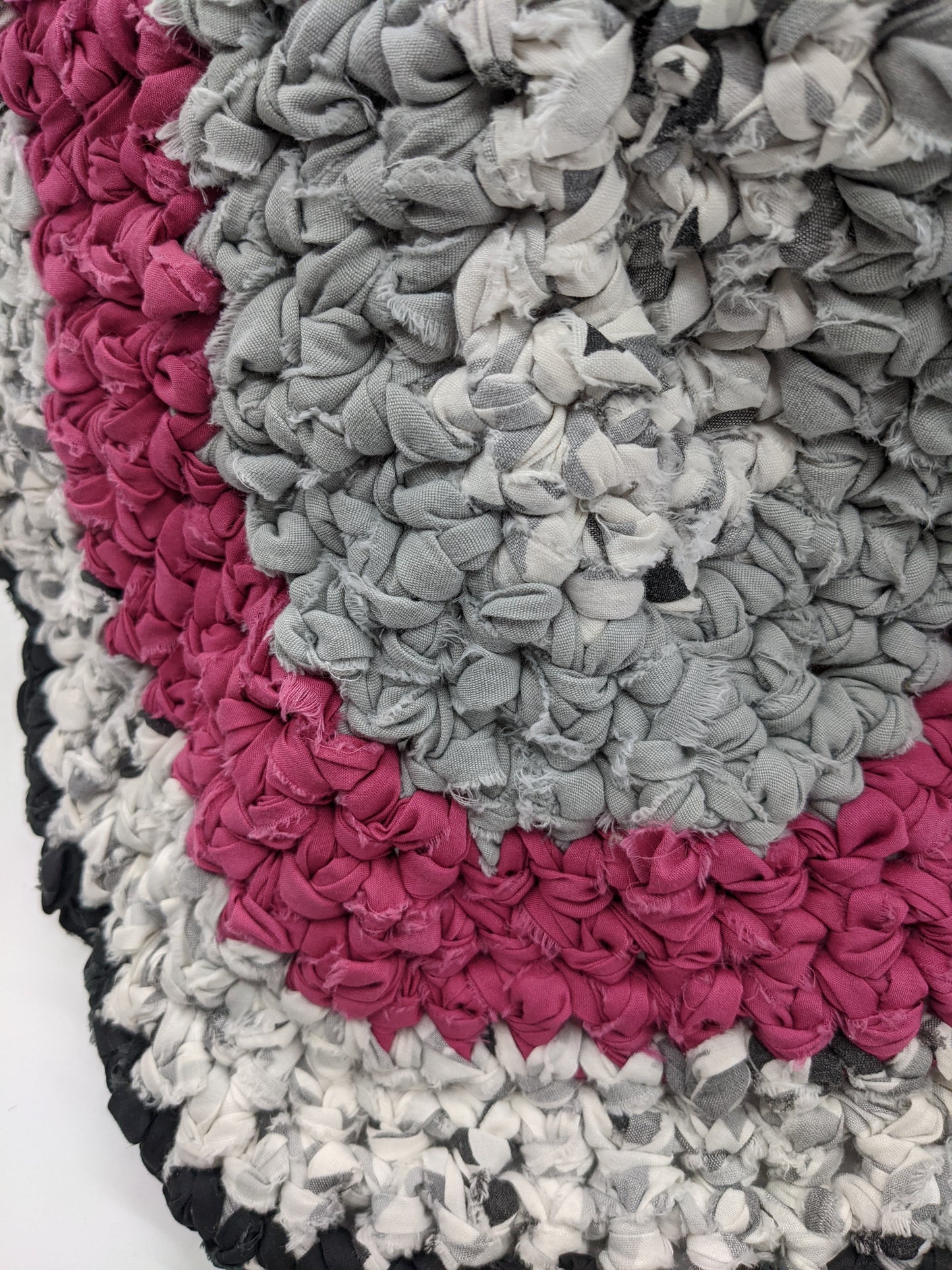 Dark Rose and Gray Hand Crocheted Rug